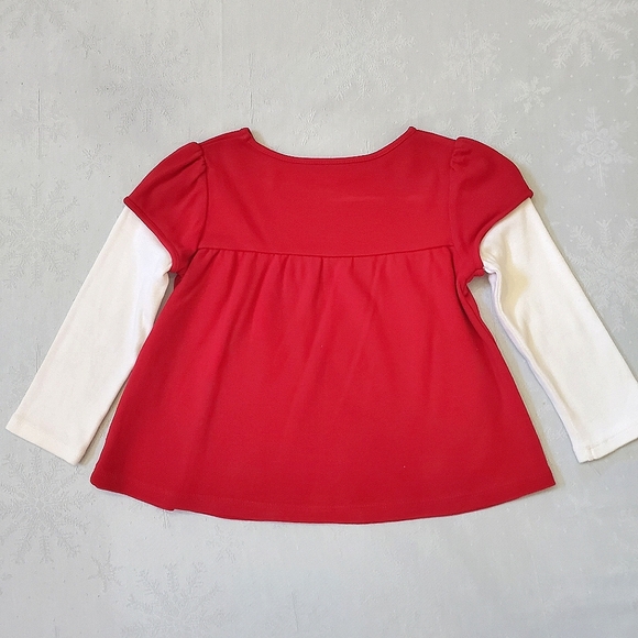 Gymboree Red White Long Sleeve Snowman Front Border Top Baby Girl 18-24 Months - Picture 3 of 7